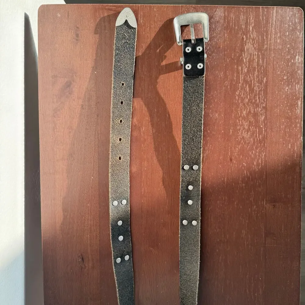 Urban Outfitters Genuine Leather Western Belt Black Silver Concho Studded Unisex